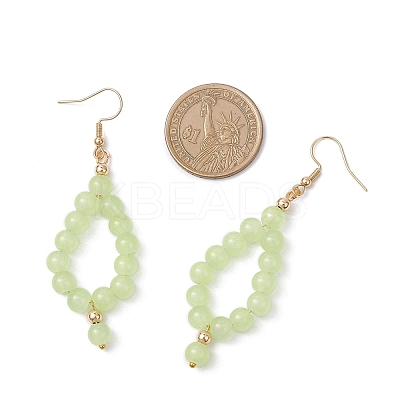 3 Pairs 3 Colors Imitation Jade Glass Beaded Teardrop Dangle Earrings EJEW-JE06517-1