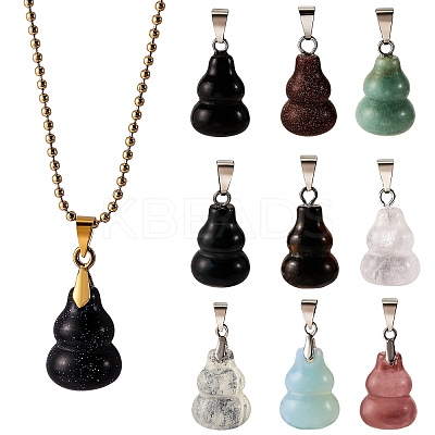 10Pcs 10 Style Natural & Synthetic Gemstone Pendants G-SZ0001-85-1