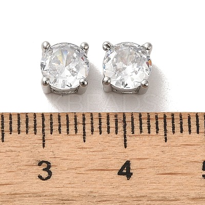 Brass with Single Clear Cubic Zirconia Beads KK-H461-09A-P-1