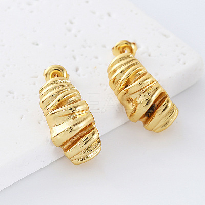 Irregular 304 Stainless Steel Twisted Stud Earrings for Women FC7299-1
