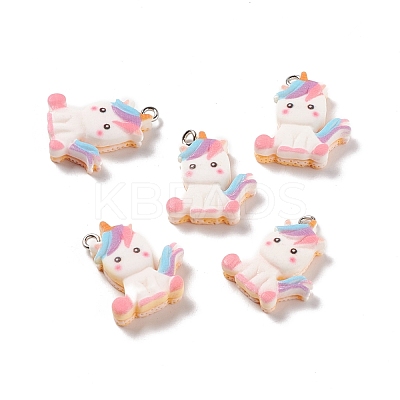 Opaque Resin Unicorn Pendants RESI-G040-A01-1