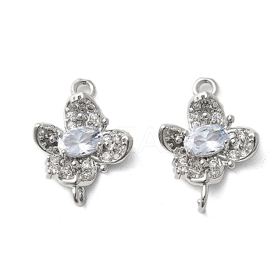 Brass Micro Pave Cubic Zirconia Connector Charms KK-Z103-10P-01-1