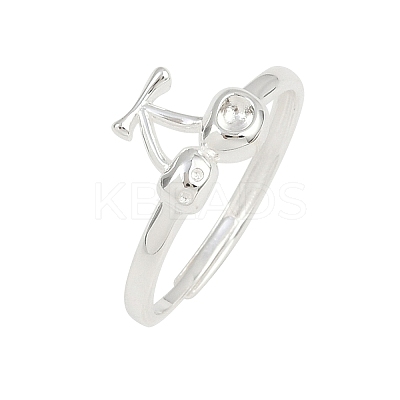 925 Sterling Silver Adjustable Finger Rings for Women RJEW-P157-01S-1