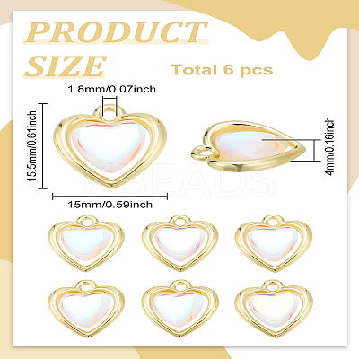 6Pcs Alloy Micro Pave Cubic Zirconia Pendants FIND-LP0002-99-1