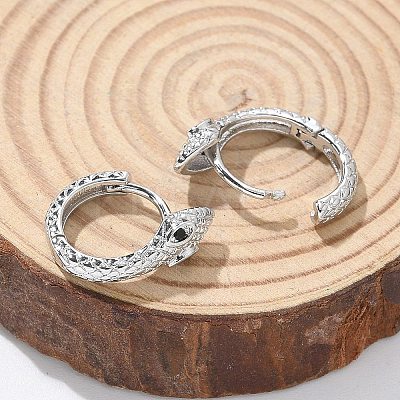 Brass Cubic Zirconia Hoop Earrings EJEW-Q014-08P-1