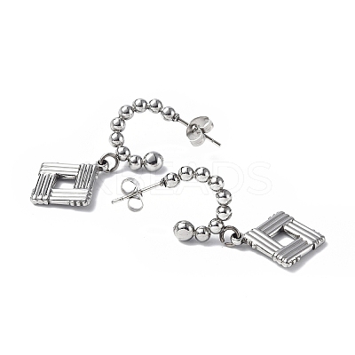 Non-Tarnish 304 Stainless Steel Rhombus Dangle Stud Earrings LS-STAS-B034-04P-1