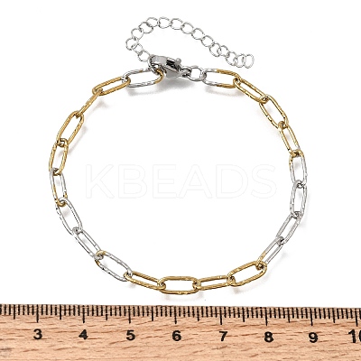 4MM Two Tone 304 Stainless Steel Textured Paperclip Chain Bracelets for Man and Women SA-CBAB767-13GP-1