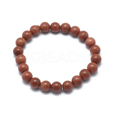 Synthetic Goldstone Beads Stretch Bracelets BJEW-G617-01B-01-1