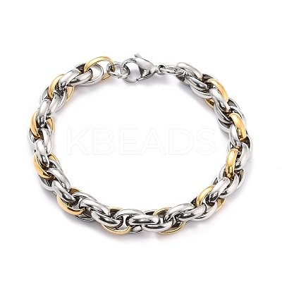 304 Stainless Steel Rope Chain Bracelet for Men Women BJEW-Z011-19GP-1