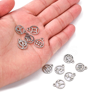 12Pcs 12 Style 201 Stainless Steel Charms STAS-YW0001-33-1