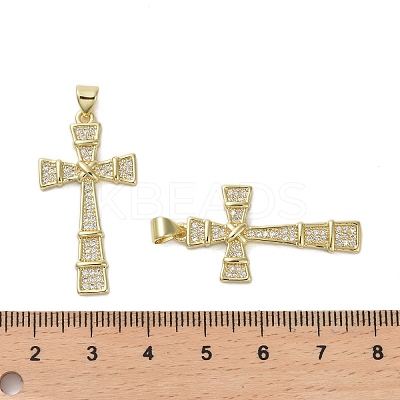 Brass Micro Pave Clear Cubic Zirconia Pendants KK-H466-09G-04-1