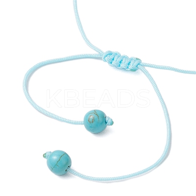 2Pcs Starfish and Turtle Synthetic Turquoise Beads Braided Bead Bracelets BJEW-JB11883-1