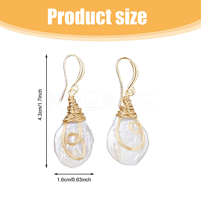 1 Pair Nuggest Natural Pearl Dangle Earrings EJEW-FI0001-89-1