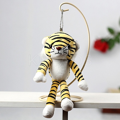 Cartoon PP Cotton Plush Simulation Soft Stuffed Animal Toy Tiger Pendants Decorations HJEW-K043-07-1