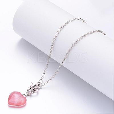 Natural & Synthetic Mixed Stone Pendant Necklaces NJEW-JN01649-1