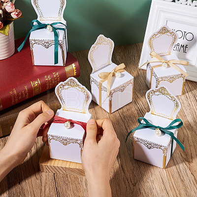 30 Sets 3 Colors Chair Shape Romantic Wedding Candy Box CON-FW0001-01-1