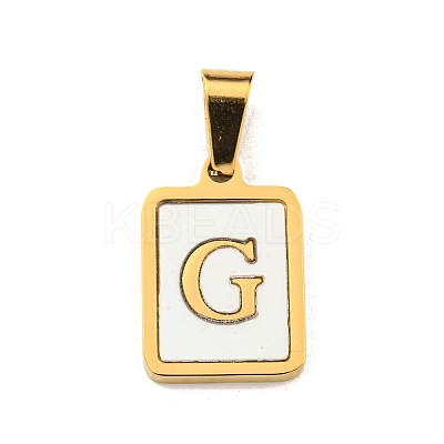 PVD Vacuum Plating 304 Stainless Steel Pave Natural White Shell Pendants STAS-S130-03G-G-1