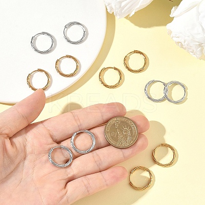 2 Pairs 2 Colors 304 Stainless Steel Twist Hoop Earrings for Women EJEW-YW0001-15-1