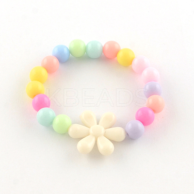 Flower Acrylic Pendant Necklaces and Stretch Bracelets Jewelry Sets SJEW-R048-05-1