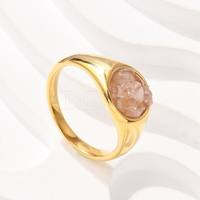 Round Natural Quartz Crystal Chips Finger Rings RJEW-D303-03G-01-1