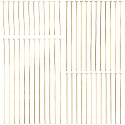 160Pcs 4 Styles Brass Flat Head Pins KK-BBC0009-48-1