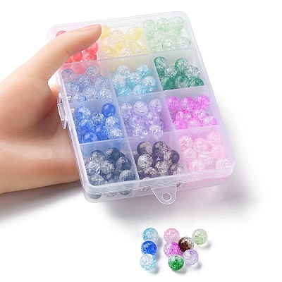 216Pcs 12 Colors Transparent Crackle Acrylic Beads CACR-YW0001-05-1