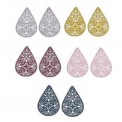 430 Stainless Steel Filigree Pendants STAS-S108-15-1