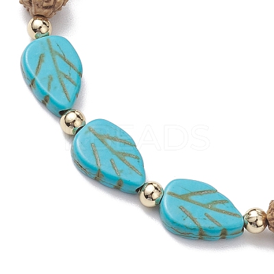Round Natural Rudraksha and Synthetic Dyed Turquoise Braided Bead Bracelets BJEW-JB10550-1