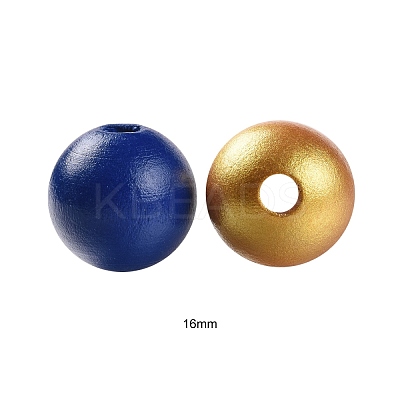 160 Pcs 4 Colors 4 July American Independence Day Painted Natural Wood Round Beads WOOD-LS0001-01A-1