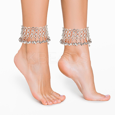 6Pcs 3 Styles Alloy Bell Charms Anklets for Women AJEW-AN0007-11-1