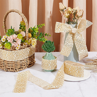 7M Ethnic Style Polyester Jacquard Heart Ribbon SRIB-WH0026-16-1