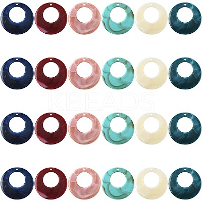 24Pcs 6 Colors Acrylic Pendants OACR-FS0002-66-1