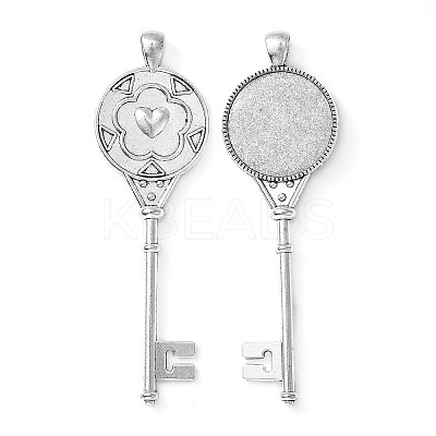 Tibetan Style Alloy Key Pendant Cabochon Bezel Settings LS-PALLOY-J494-51AS-1
