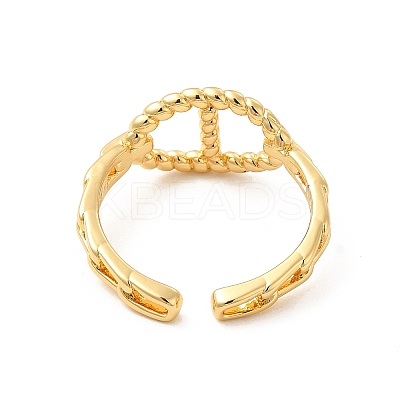 Rack Plating Brass Hollow Out Oval Open Cuff Ring for Women RJEW-D076-04G-1