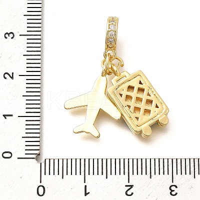 Brass Enamel Airplane & Luggage European Dangle Charms LS-KK-M309-22G-1