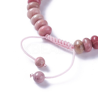 Adjustable Natural Rhodonite Braided Bead Bracelets BJEW-F369-A14-1