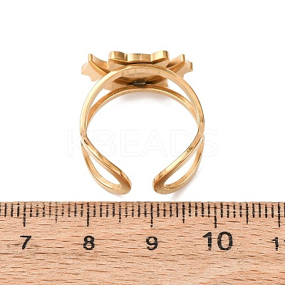 304 Stainless Steel with Enamel Cuff Rings for Women RJEW-Z116-01G-07-1