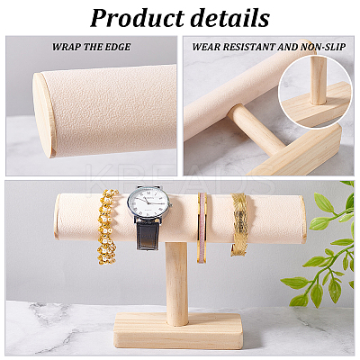 Wood & Velvet T Bar Bracelet Display Stands ODIS-WH0061-40B-1