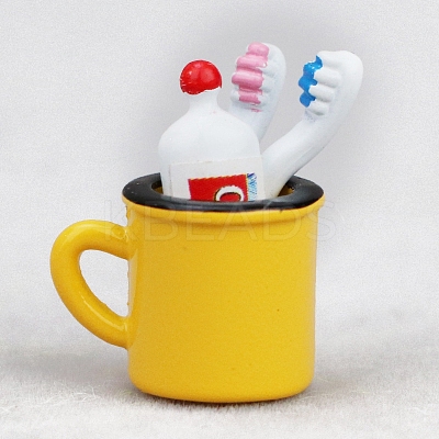 Alloy Toothbrush Toothpaste Set Miniature Ornaments PW-WG092FD-05-1