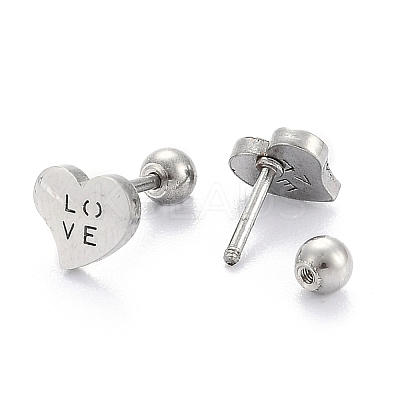 Tarnish Resistant 201 Stainless Steel Cartilage Earrings for Valentine's Day EJEW-R147-37-1