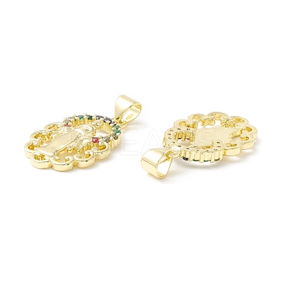Rack Plating Brass Micro Pave Cubic Zirconia Pendants KK-E278-01G-1
