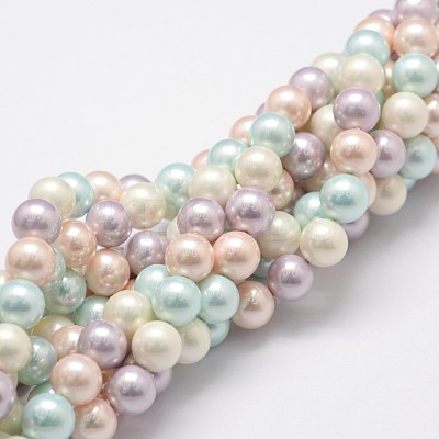 Polished Shell Pearl Bead Strands X-BSHE-F013-07A-1