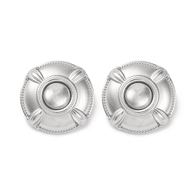 304 Stainless Steel Flat Round Stud Earrings EJEW-K295-17P-1