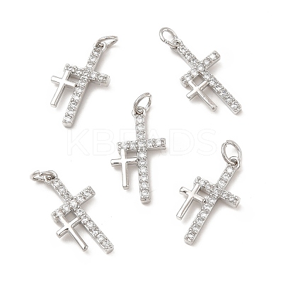 Brass Micro Pave Cubic Zirconia Pendants KK-E068-VB261-1