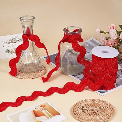 10 Yards Polyester Wavy Fringe Trim Ribbon OCOR-GF0002-49C-1