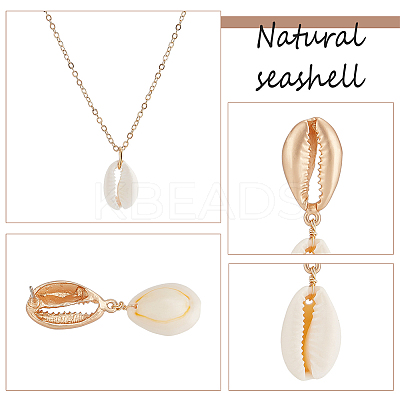 Nnatural Shell Dangle Stud Earrings & Pendant Necklace SJEW-AN0001-11-1