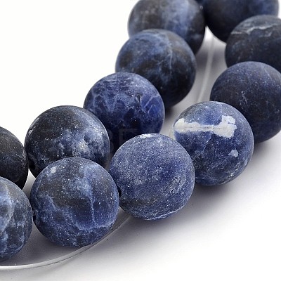 Frosted Natural Sodalite Round Bead Strands G-F231-01-6mm-1