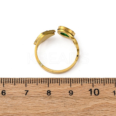304 Stainless Steel with Rhinestone and Glass Cuff Rings RJEW-Q020-04G-1
