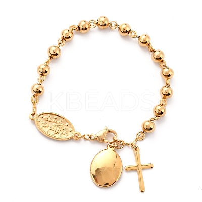 304 Stainless Steel Charm Bracelets STAS-B021-16G-1