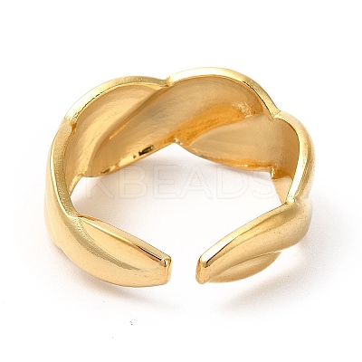 Ion Plating(IP) 304 Stainless Steel Twist Rope Shape Open Cuff Ring for Women X-RJEW-E063-06G-1